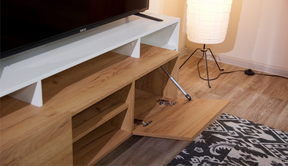 Стенка "Невио-2" Дуб крафт золотой/белый