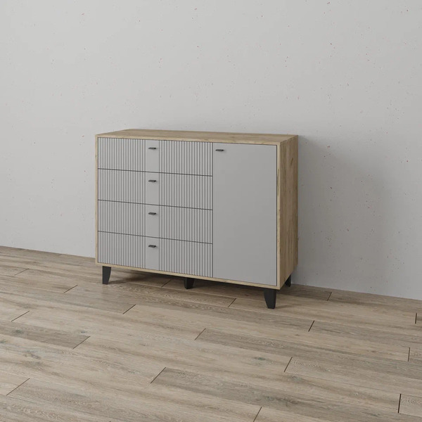 Комод Катрин - 13 Дуб крафт серый/Серый