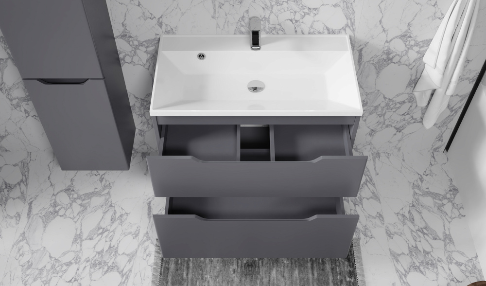 Тумба подвесная с раковиной Wector 80 Антрацит