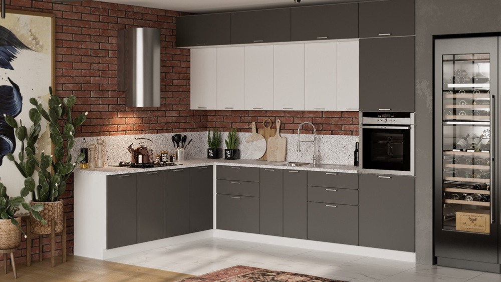 Кухонный гарнитур «Габриэлла» №15 Белый, Сноу, Титан Кухонный гарнитур «Габриэлла» №15 Белый, Сноу, Титан