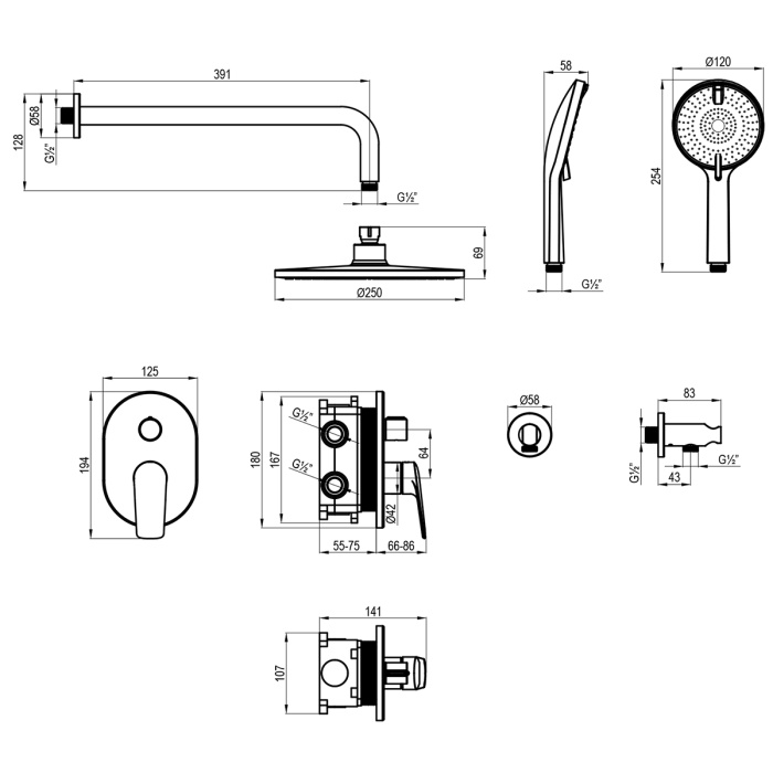 Смеситель для душа Lemark Verba LM11429C , встраиваемый