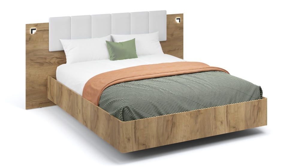 Кровать 160 с ПМ "Мишель" Дуб крафт золотой Кровать 160 с ПМ "Мишель" Дуб крафт золотой