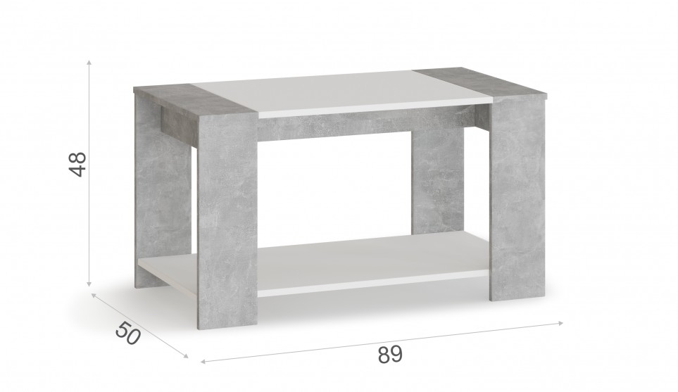 Стол журнальный "Аврора" Белый/ателье светлый