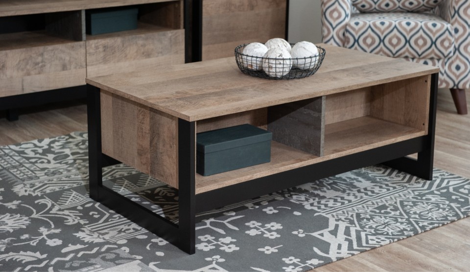 Стол журнальный "Стокгольм" Дуб гранж песочный/железный камень