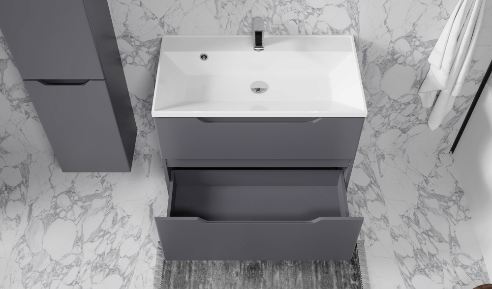 Тумба подвесная с раковиной Wector 80 Антрацит