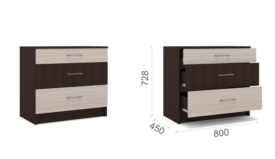 Комод "Алена" Венге/дуб молочный Комод "Алена" Венге/дуб молочный