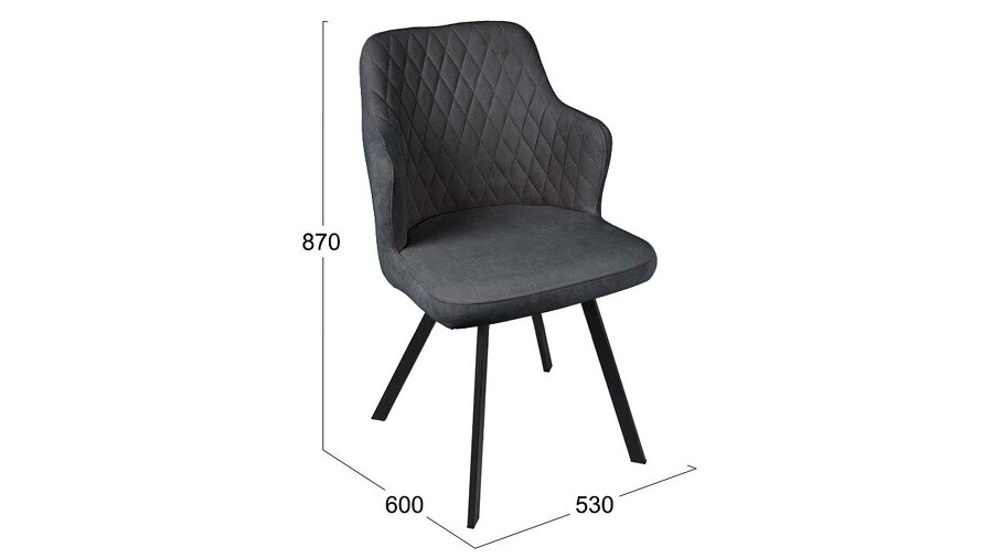 Стул «Лукас» Черный муар, Микровелюр BRENDY Graphite