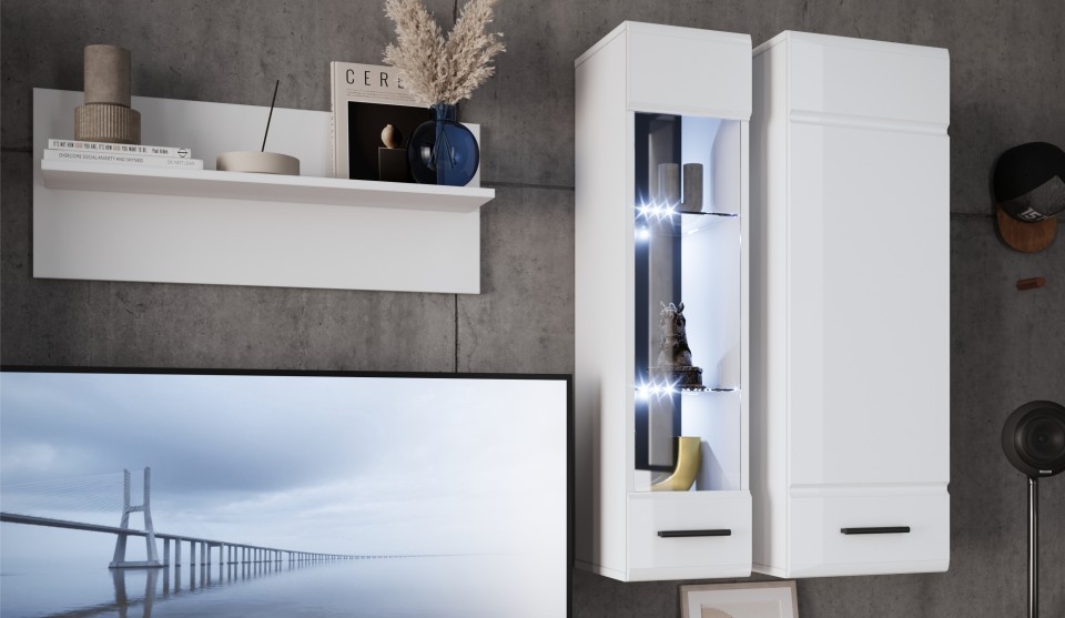 Стенка "Кай" Белый глянец