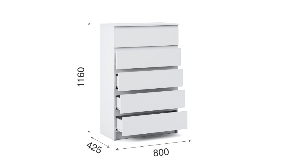 Комод "Оникс вайт" 5 ящиков