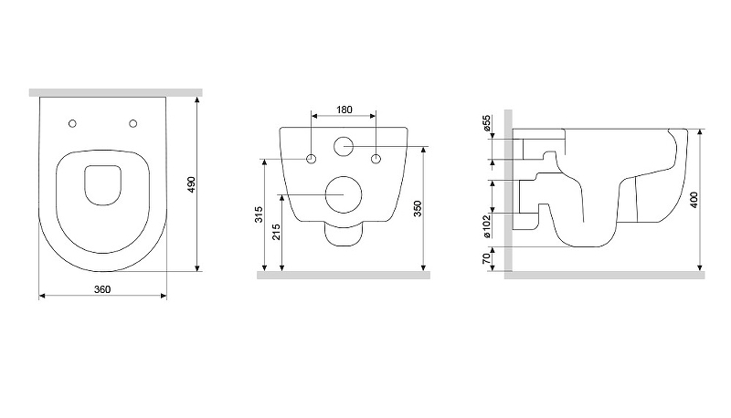 Унитаз подвесной Damixa "Sirius" с сиденьем Микролифт 360Х490Х330