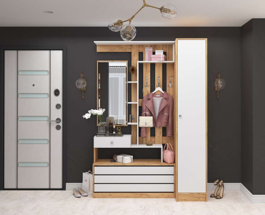 Прихожая "Ямайка" Комплект 1 Дуб Крафт / Белый Прихожая "Ямайка" Комплект 1 Дуб Крафт / Белый