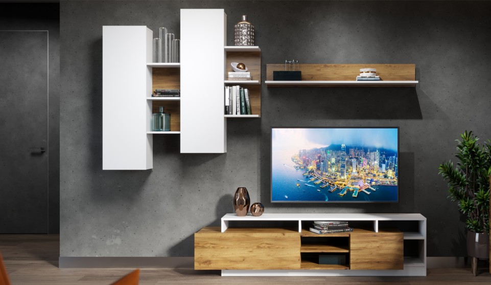 Стенка "Невио-2" Дуб крафт золотой/белый Стенка "Невио-2" Дуб крафт золотой/белый