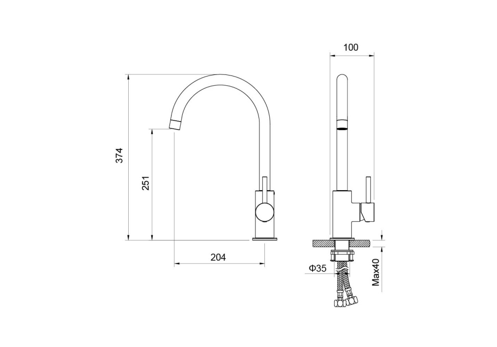 Смеситель для кухни "Европа" AQUATEK матовый черный AQ1382MB
