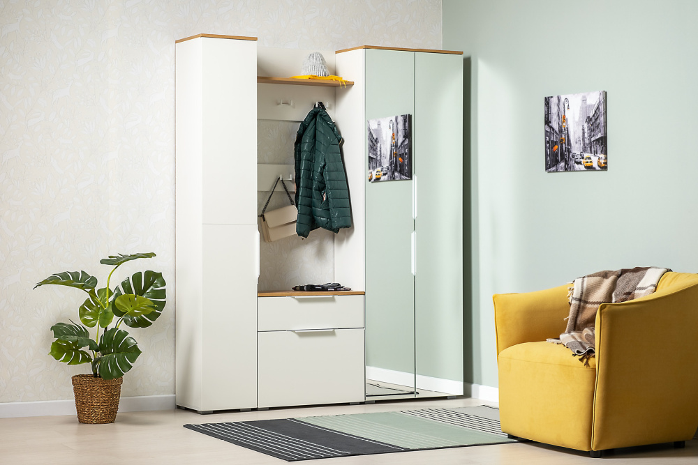 Прихожая "Октава" Белый/Дуб золотой Прихожая "Октава" Белый/Дуб золотой