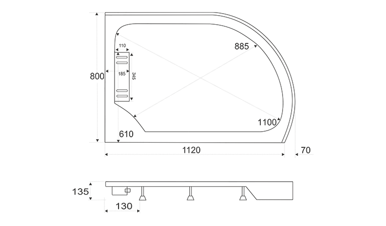 Поддон BAS "Кариба" правый