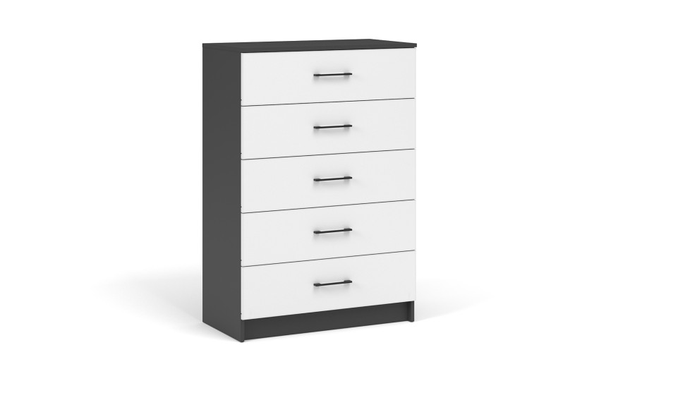 Комод 5 ящиков "Чикаго" Белый / Антрацит Комод 5 ящиков "Чикаго" Белый / Антрацит