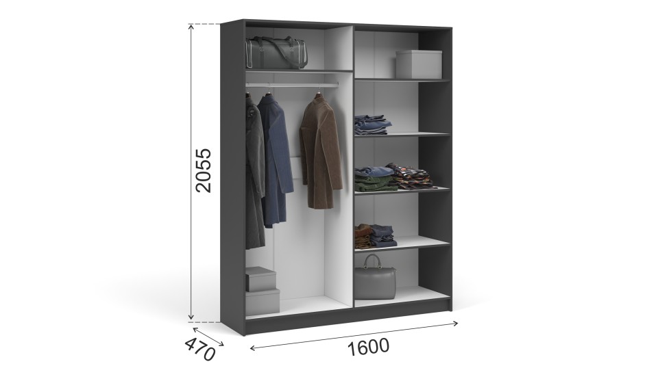 Шкаф 4-х дверный "Чикаго" Белый / Антрацит