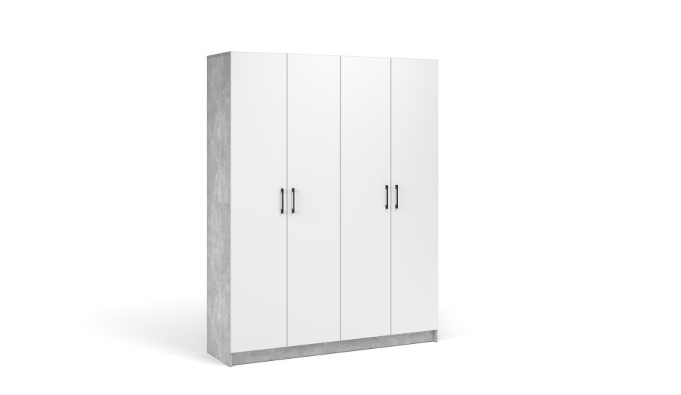 Шкаф 4-х дверный "Чикаго" Белый / Ателье светлый Шкаф 4-х дверный "Чикаго" Белый / Ателье светлый