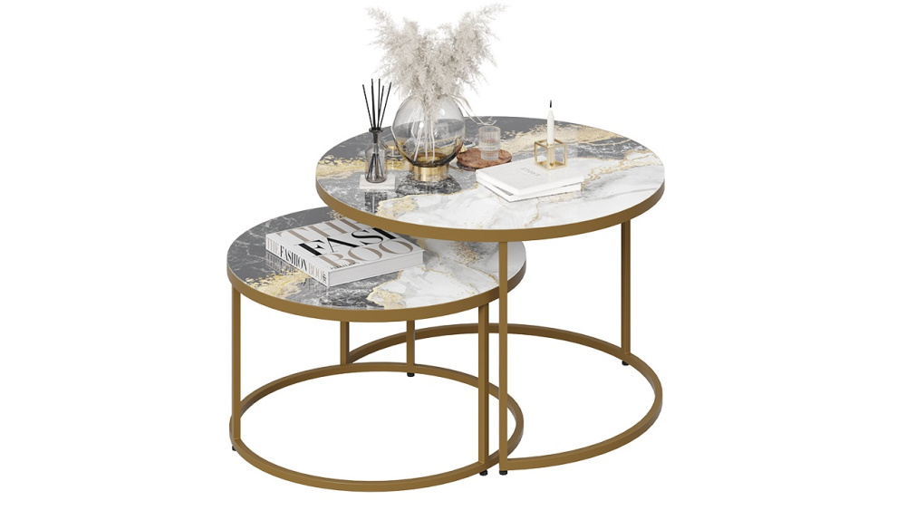 Стол журнальный "Вега" Золото, Стекло Золотой мрамор