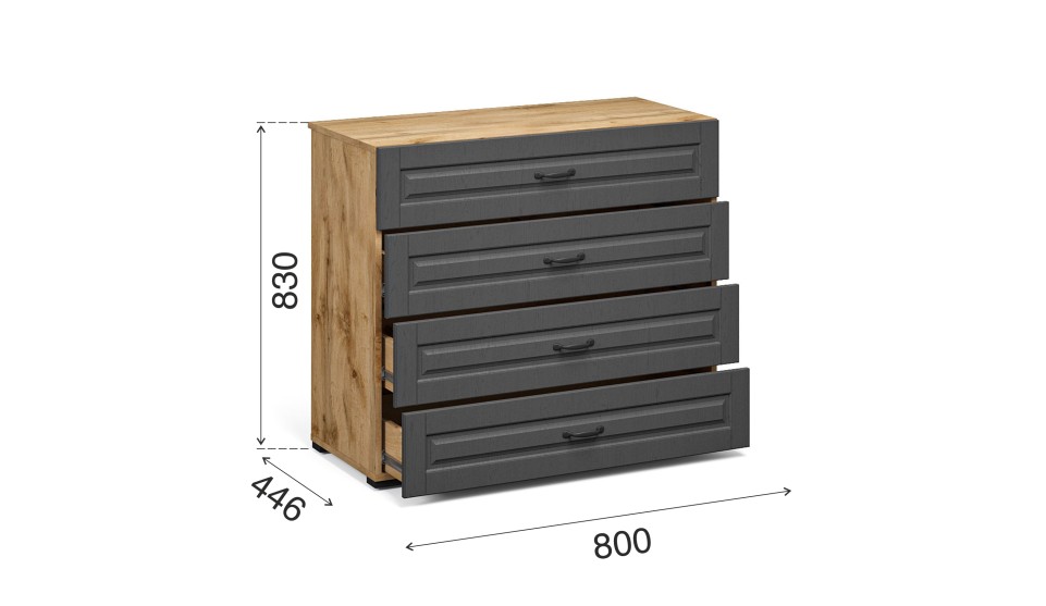 Комод "Лацио" 4 ящика Графит