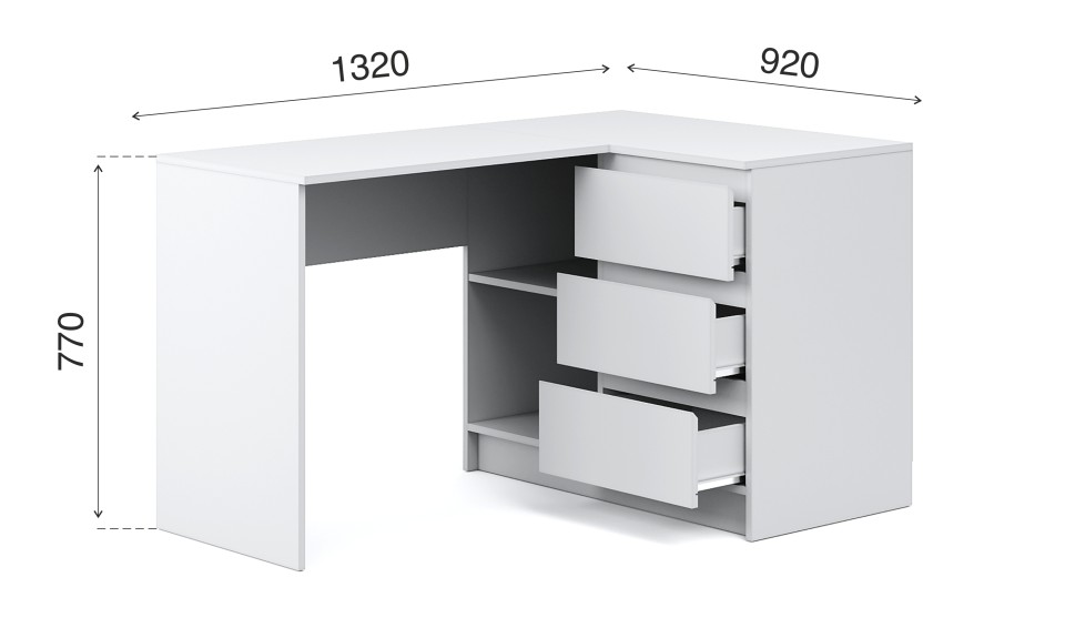 Стол письменный угловой "Оникс вайт"