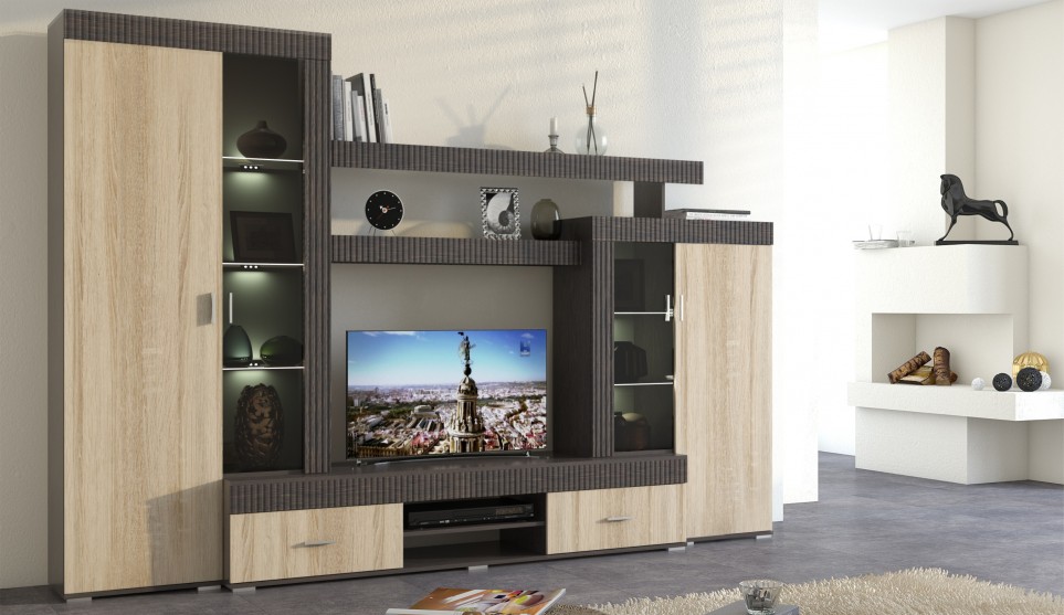 Стенка "Марк" Тик / Дуб сонома СНЯТО С ПРОИЗВОДСТВА Стенка "Марк" Тик / Дуб сонома СНЯТО С ПРОИЗВОДСТВА