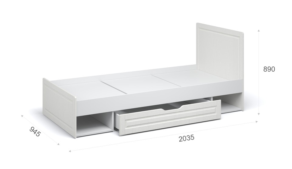 Кровать для детской Лацио 90*200 Белое дерево