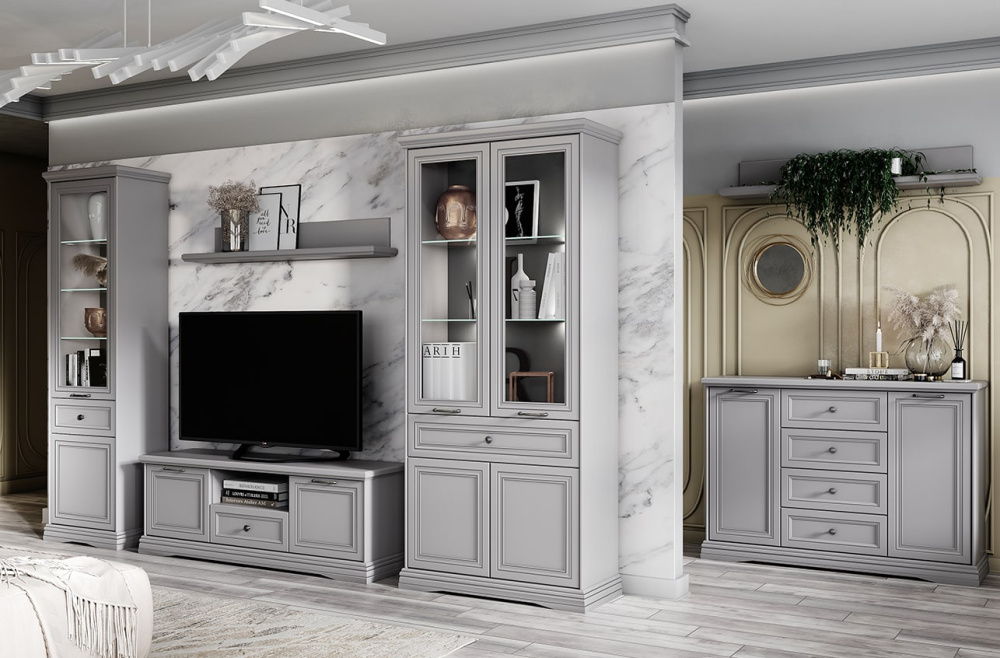 Шкаф с витриной "ВАЛЕНСИЯ" 2V2D1S Н