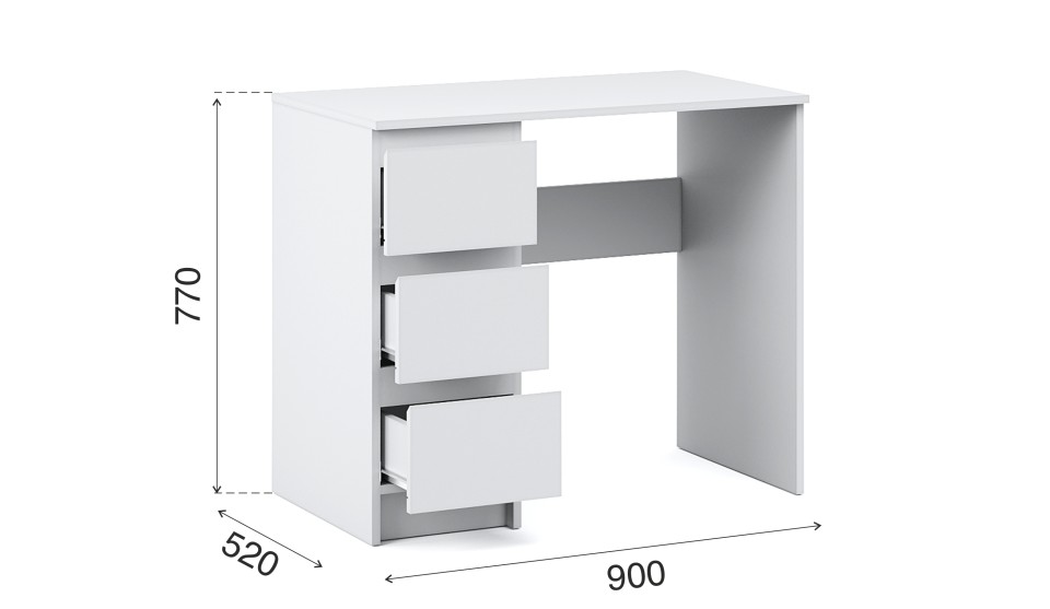 Стол письменный "Оникс вайт" 3 ящика