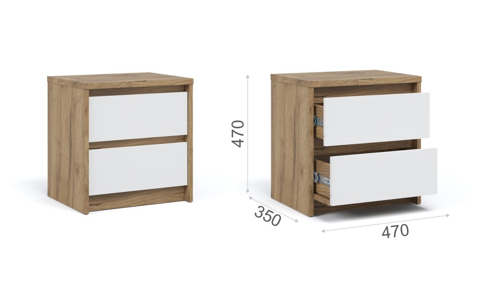 Тумба прикроватная 2 ящика "Мишель" Белый/Дуб крафт золотой Тумба прикроватная 2 ящика "Мишель" Белый/Дуб крафт золотой