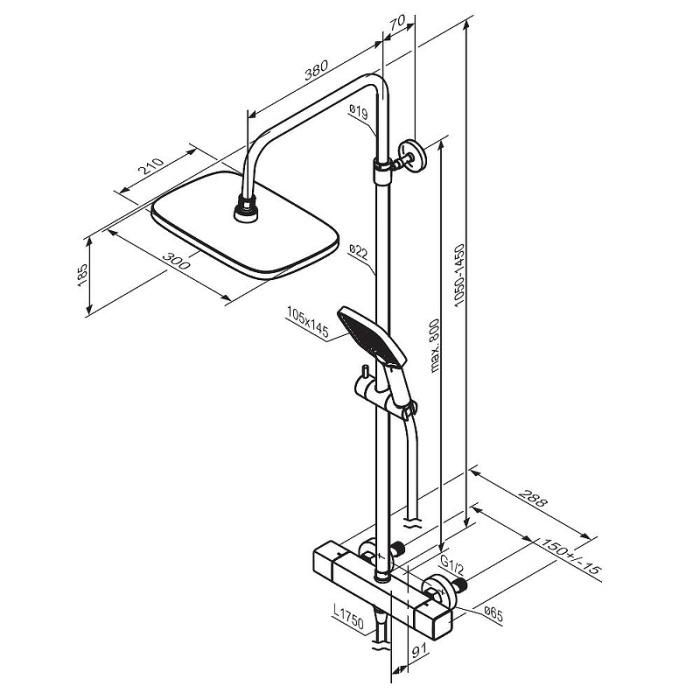 Душевая система Damixa Gala 953800300 с термостатом