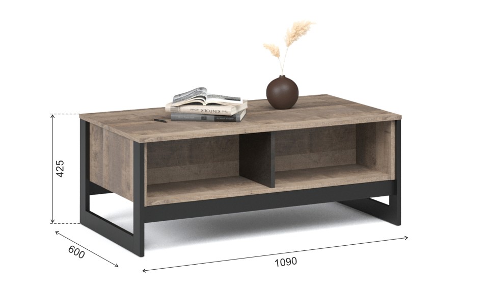 Стол журнальный "Стокгольм" Дуб гранж песочный/железный камень