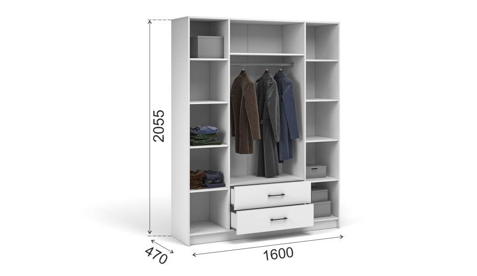 Шкаф "Чикаго вайт" 4 двери 2 ящика