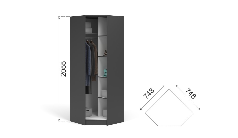 Шкаф угловой "Чикаго" Белый / Антрацит