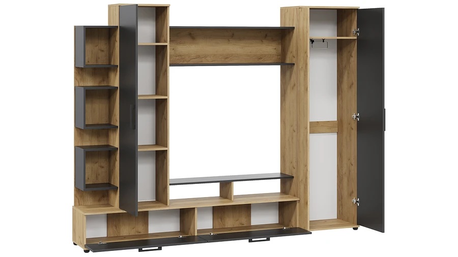 Стенка «Дакота» Дуб Крафт золотой, Антрацит