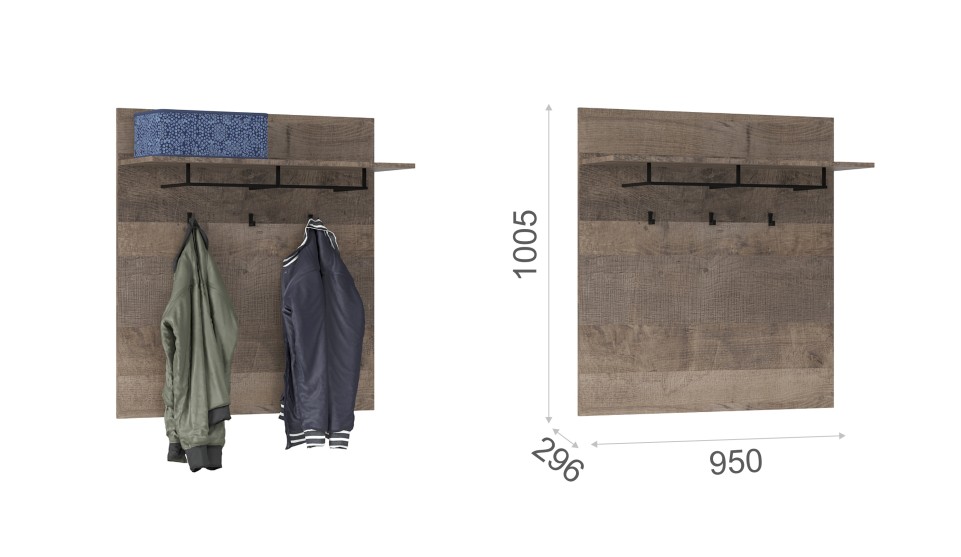 Вешалка "Стокгольм" Дуб гранж песочный/железный камень Вешалка "Стокгольм" Дуб гранж песочный/железный камень