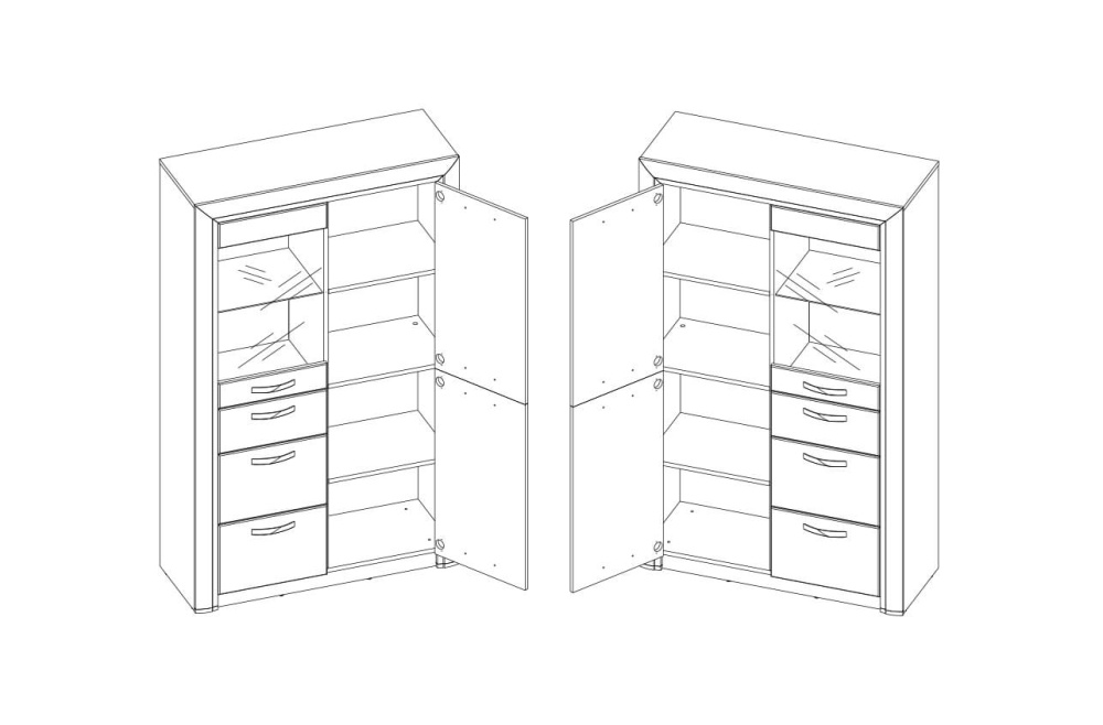 Шкаф-витрина "OLIVIA" 1V2D3S СНЯТО С ПРОИЗВОДСТВА
