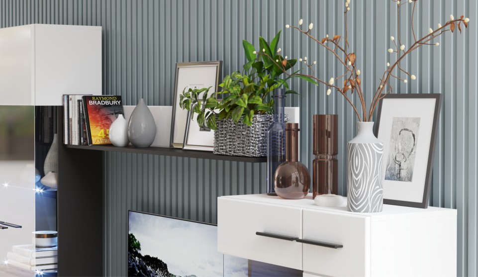 Стенка "Невада" Морское дерево/белый глянец