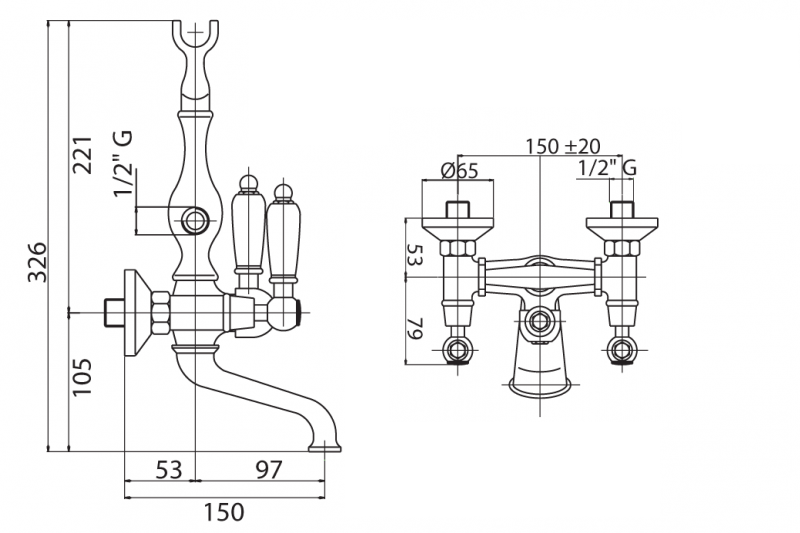 Смеситель для ванны с ручным душем CEZARES "FIRST"