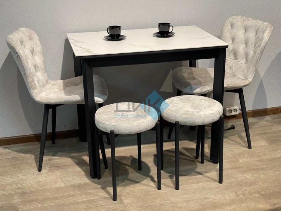 Табурет M DikLine, M02 бежевый, ножки белые