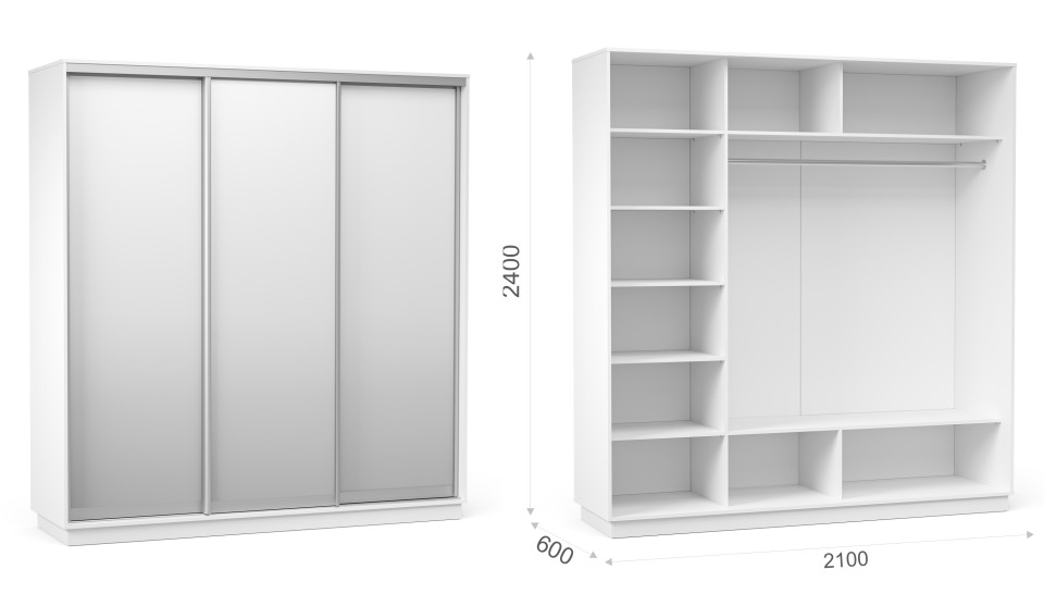 Шкаф-купе "Тетрис" (корпус) 2100/2400 Белый жемчуг Шкаф-купе "Тетрис" (корпус) 2100/2400 Белый жемчуг