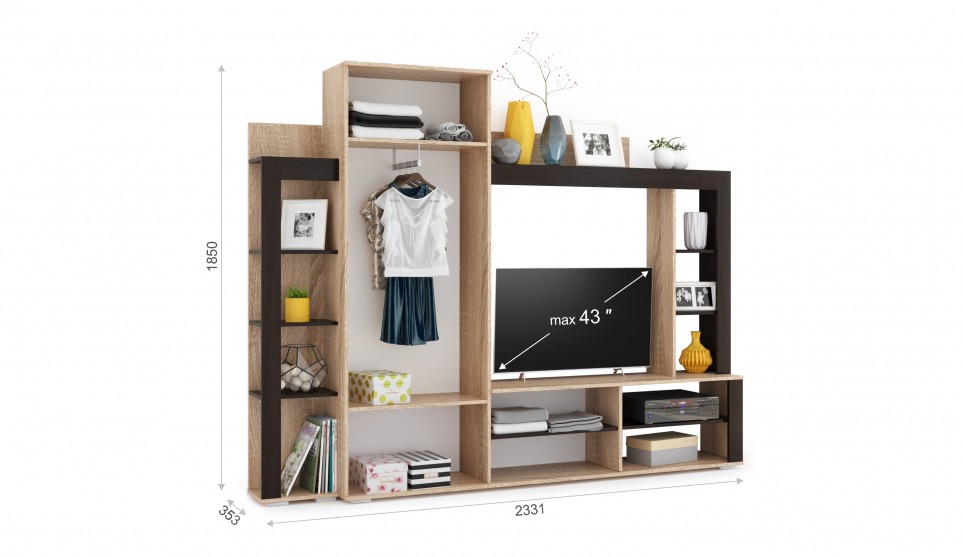 Гостиная "Торонто" Дуб сонома / Венге