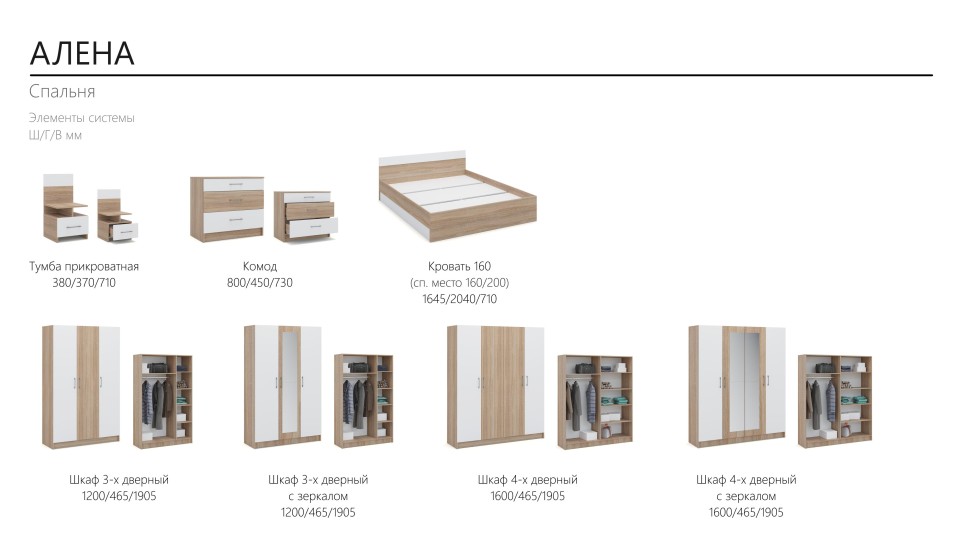 Комод "Алена" Дуб сонома/Белый