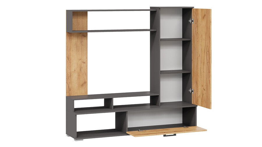 Стенка «Сиена» Графит Серый, Дуб Крафт золотой