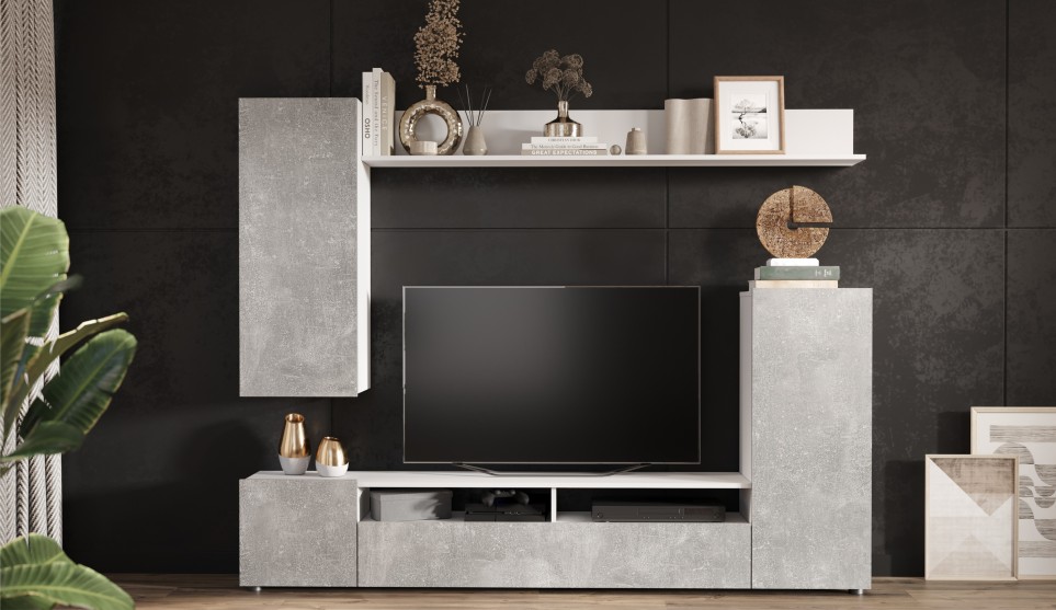 Стенка "Нео" Белый / Ателье светлый Стенка "Нео" Белый / Ателье светлый