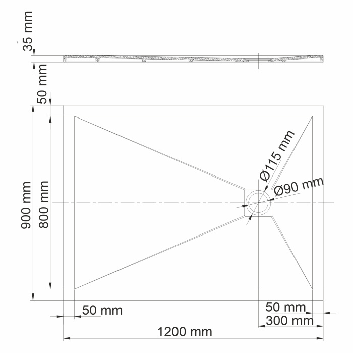 Душевой поддон Wasserkraft "Dill 120Х90Х3,5" 61T07