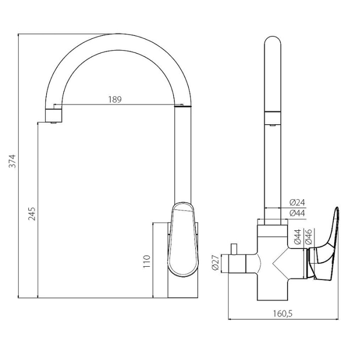 Смеситель для кухни Damixa Merkur 400730000 Хром