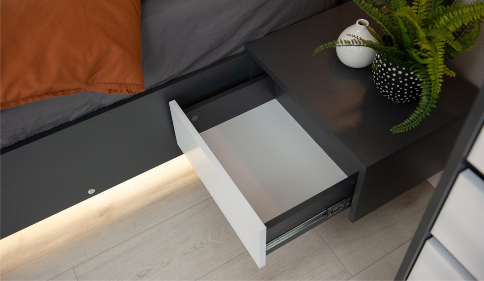 Тумба прикроватная 1 ящик "Мишель" 2 шт Антрацит