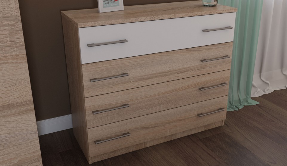 Комод 4 ящика "Аврора" Дуб сонома/Белый
