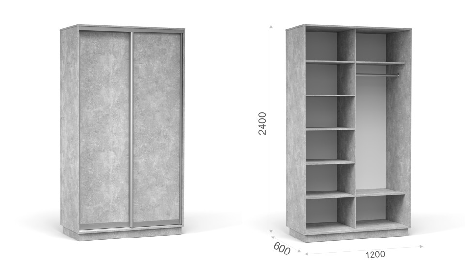 Шкаф-купе "Тетрис" (корпус) 1200/2400 Ателье светлый Шкаф-купе "Тетрис" (корпус) 1200/2400 Ателье светлый